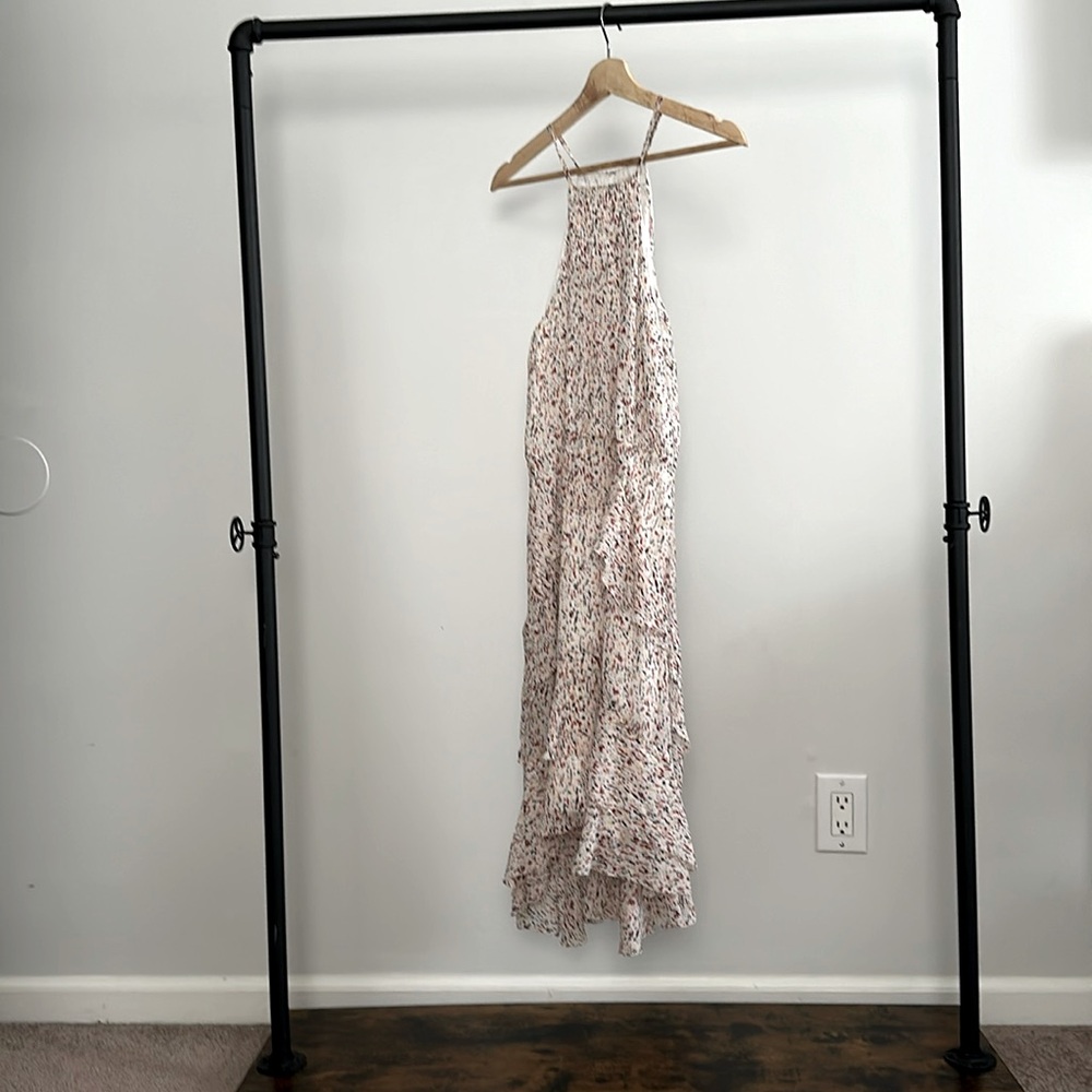 Joie Lamberta Pintucked Ruffle Dress Women's 8 Tiered Flounce Silk